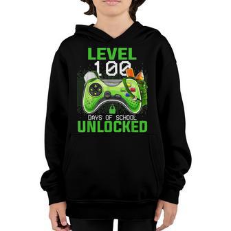 Level 100 Days Of School Unlocked Gamer Video Games Boys V5 Youth Hoodie - Thegiftio UK