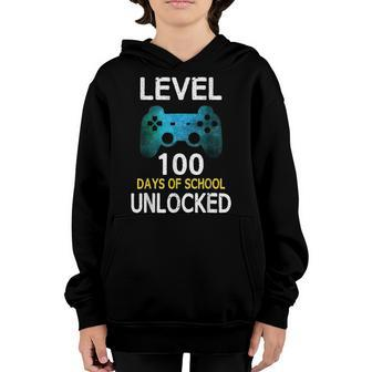 Level 100 Days Of School Unlocked Gamer Video Games Boys V5 Youth Hoodie - Seseable