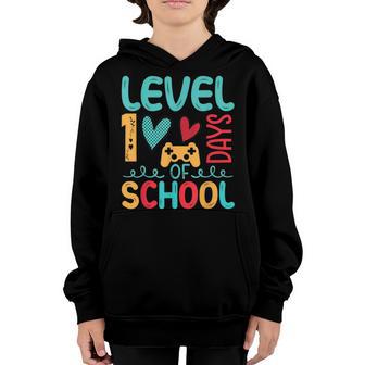 Level 100 Days Of School Unlocked Gamer Video Games Boys V7 Youth Hoodie - Thegiftio UK