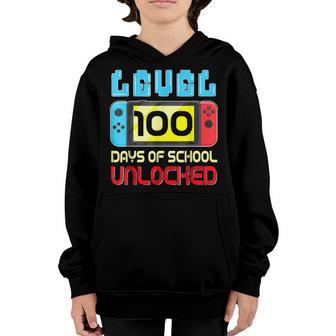 Level 100 Days Of School Unlocked Gamer Video Games Boys V8 Youth Hoodie - Thegiftio UK
