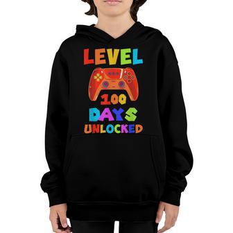 Level 100 Days Of School Unlocked Gamer Video Games Boys V9 Youth Hoodie - Thegiftio UK