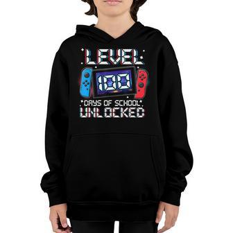 Level 100 Days Of School Unlocked Gamer Video Games Gaming Youth Hoodie - Thegiftio UK