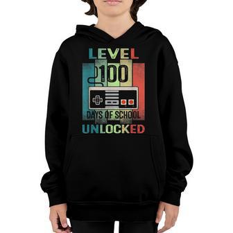 Level 100 Days Of School Unlocked Gaming Video Gamer Boys Youth Hoodie - Thegiftio UK