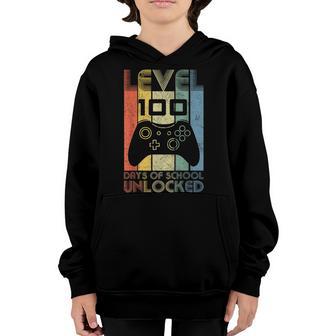 Level 100 Days Of School Unlocked Gaming Video Gamer V2 Youth Hoodie - Thegiftio UK