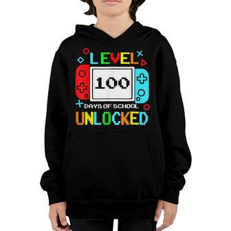 Level 100 Days Of School Unlocked Gaming Video Gamer Youth Hoodie - Seseable