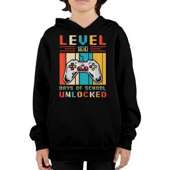Level 100 Days Of School Unlocked Video Game Controller Youth Hoodie - Seseable