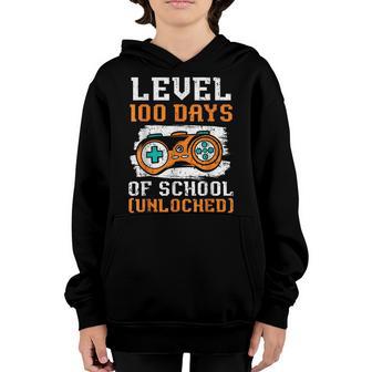 Level 100 Days Of School Unlocked Video Game Gamer Copy Youth Hoodie - Thegiftio UK