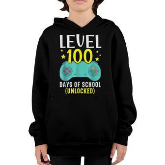 Level 100 Days Of School Unlocked Video Game Gamer Youth Hoodie - Thegiftio UK
