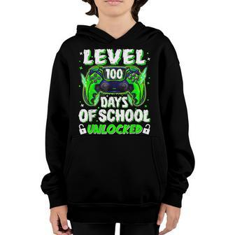 Level 100 Days Of School Unlocked Video Game School Gamer Youth Hoodie - Seseable
