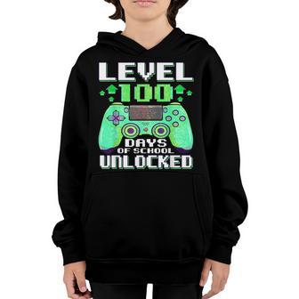 Level 100 Days Of School Unlocked Video Gamer Gaming Boys Youth Hoodie - Thegiftio UK