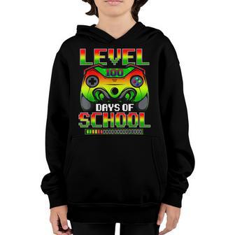 Level 100 Days Of School Unlocked Video Gamer Gifts Boys Youth Hoodie - Thegiftio UK