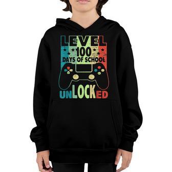 Level 100 Unlocked Days Of School Gamer Video Games Boys Youth Hoodie - Thegiftio