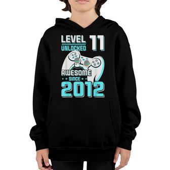 Level 11 Unlocked Awesome Since 2012 11Th Birthday Boy Games Youth Hoodie - Thegiftio UK