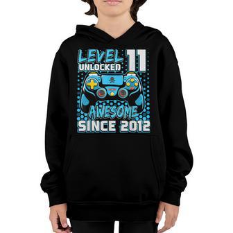 Level 11 Unlocked Awesome Since 2012 11Th Birthday Boy Gifts Youth Hoodie - Thegiftio UK