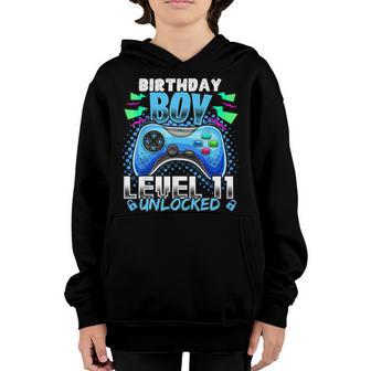 Level 11 Unlocked Video Game 11Th Birthday Gamer Boy Gifts Youth Hoodie - Thegiftio UK