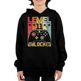 Level 11 Unlocked Video Gamer 11Th Birthday 11 Year Old Boys Youth Hoodie - Thegiftio UK
