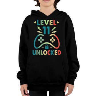 Level 11 Unlocked Video Gamer 11Th Birthday Gifts Boys Youth Hoodie - Thegiftio UK