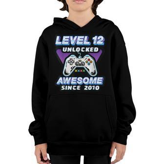 Level 12 Unlocked Awesome 2010 Video Games 12Th Birthday Boy Youth Hoodie - Thegiftio UK