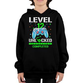 Level 12 Unlocked Completed Video Gamer 12Th Birthday Youth Hoodie - Thegiftio UK