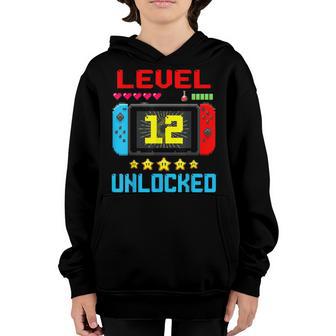 Level 12 Unlocked Gamer 12Th Birthday Gift Video Game Lovers Youth Hoodie - Thegiftio UK