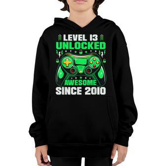 Level 13 Unlocked Awesome 2010 Birthday 13 Year Old Gift Boy V2 Youth Hoodie - Thegiftio UK