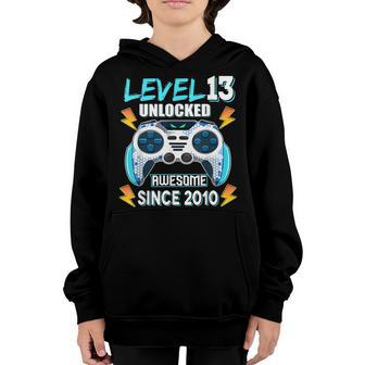 Level 13 Unlocked Awesome 2010 Video Game 13Th Birthday Boy Youth Hoodie - Thegiftio UK