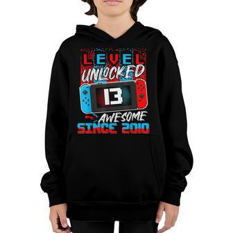 Level 13 Unlocked Awesome 2010 Video Game 13Th Birthday Boys Youth Hoodie - Thegiftio UK
