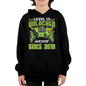 Level 13 Unlocked Awesome 2010 Video Game 13Th Birthday Gift Youth Hoodie - Thegiftio UK
