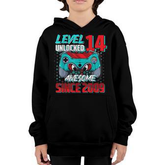Level 14 Unlocked Awesome 2009 Video Game 14Th Birthday Gift Youth Hoodie - Thegiftio UK
