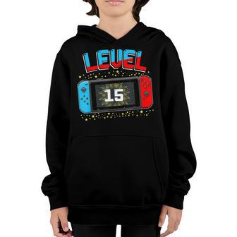 Level 15 Unlocked Gamer 15Th Birthday Gift Video Game Lovers V2 Youth Hoodie - Thegiftio UK