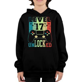Level 17 Unlocked Video Gamer 17 Year Old Birthday Boy Youth Hoodie - Thegiftio UK