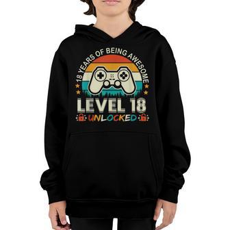 Level 18 Unlocked Awesome 2005 Video Game 18Th Birthday Boys Youth Hoodie - Thegiftio UK