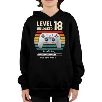 Level 18 Unlocked Male 18 Year Old Boy Birthday Bday Nage Youth Hoodie - Seseable