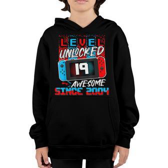 Level 19 Unlocked Awesome 2004 Video Game 19Th Birthday Boys Youth Hoodie - Thegiftio UK