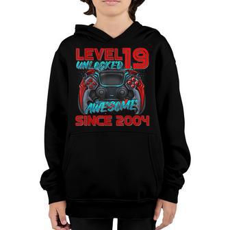 Level 19 Unlocked Awesome 2004 Video Game 19Th Birthday Gift Youth Hoodie - Thegiftio UK