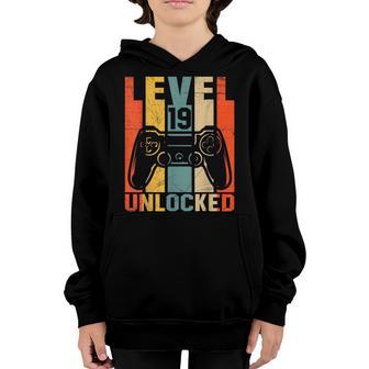 Level 19 Unlocked Video Game 19Th Birthday 19 Years Old Gift Youth Hoodie - Thegiftio UK