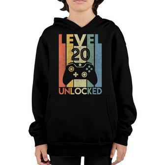 Level 20 Unlocked  Funny Video Gamer 20Th Birthday Gift  Youth Hoodie