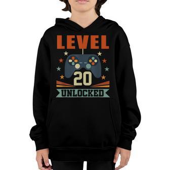 Level 20 Unlocked Video Gamer 20Th Birthday Gifts Boys Youth Hoodie - Thegiftio UK