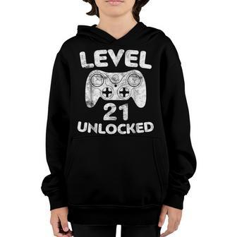 Level 21 Unlocked 21St Video Gamer Birthday Gift Youth Hoodie | Mazezy