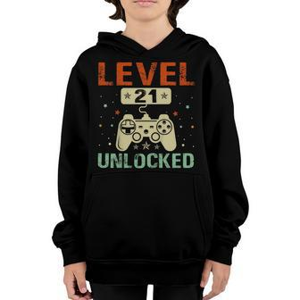 Level 21 Unlocked Shirt Funny Video Gamer 21St Birthday Gift Youth Hoodie | Mazezy AU