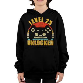 Level 25 Unlocked 25 Years Old Video Gamer 25Th Birthday Youth Hoodie - Thegiftio UK