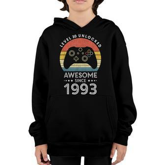 Level 30 Unlocked Awesome Since 1993 Videogame 30Th Birthday Youth Hoodie | Mazezy