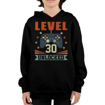 Level 30 Unlocked Video Gamer 30Th Birthday Gifts Boys Youth Hoodie - Thegiftio UK