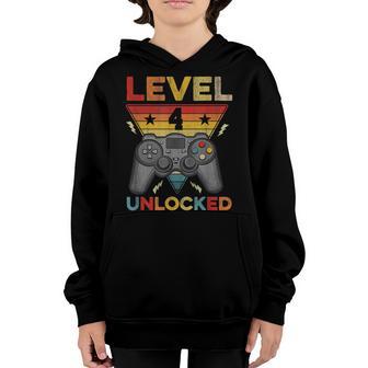 Level 4 Birthday Boy 4 Year Old Video Games Gaming Gift Kids Youth Hoodie - Thegiftio UK