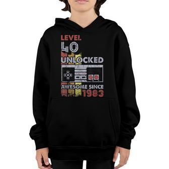 Level 40 Unlocked Gamer 40Th Birthday Gift Video Game Lovers Youth Hoodie | Mazezy AU