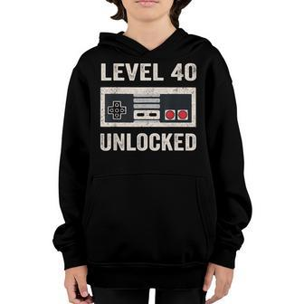 Level 40 Unlocked Video Gamer 40Th Birthday Gift Tea Youth Hoodie | Mazezy