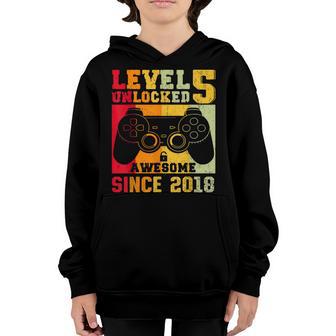 Level 5 Unlocked Awesome 2018 Video Game 5Th Birthday Boy V2 Youth Hoodie - Thegiftio UK