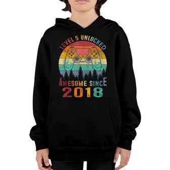 Level 5 Unlocked Awesome 2018 Video Game 5Th Birthday Boy Youth Hoodie - Thegiftio UK