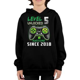 Level 5 Unlocked Awesome 2018 Video Game 5Th Birthday Boys V3 Youth Hoodie - Seseable