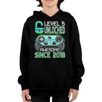 Level 5 Unlocked Awesome 2018 Video Game 5Th Birthday Gift Youth Hoodie - Thegiftio UK